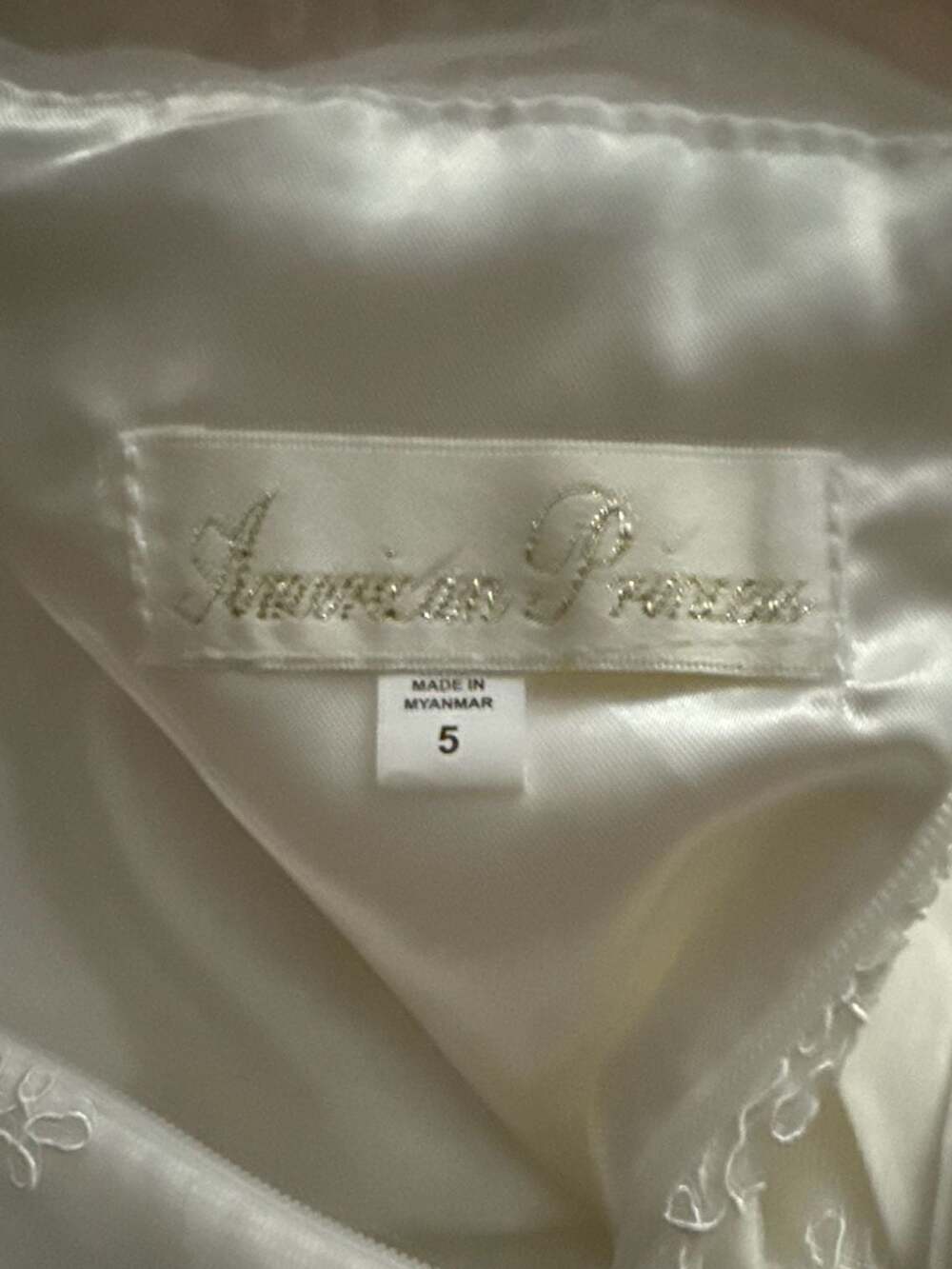 American Princess White Lace Formal Girl Dress with Pearl Belt - Picture 7 of 7